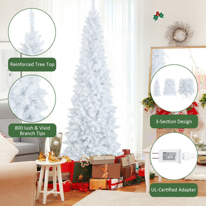 7 Feet Pre-Lit Pencil Christmas Tree, 300 LED Lights, 8 Flash Modes, White Christmas Tree at Gallery Canada