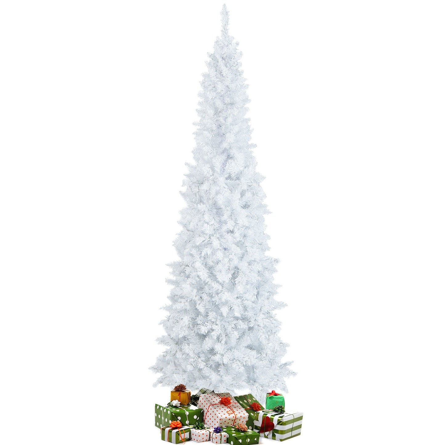 7 Feet Pre-Lit Pencil Christmas Tree, 300 LED Lights, 8 Flash Modes, White Christmas Tree at Gallery Canada