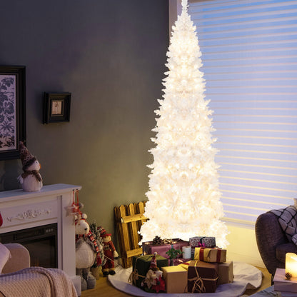 7 Feet Pre-Lit Pencil Christmas Tree, 300 LED Lights, 8 Flash Modes, White Christmas Tree at Gallery Canada