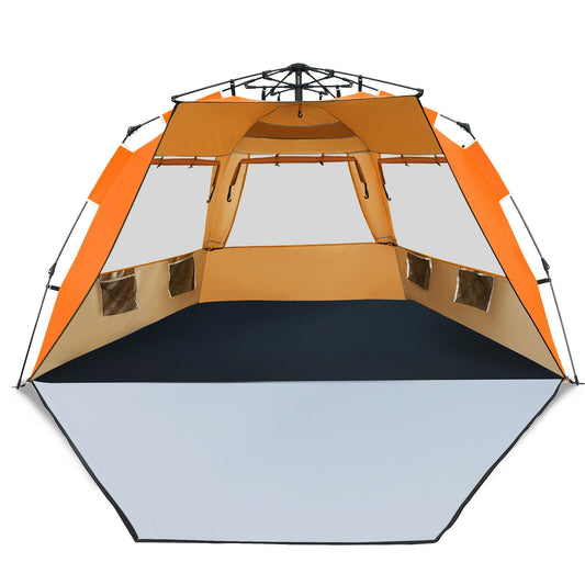 Pop Up Beach Tent, UPF 50+, Portable Sun Shelter, 3-4 Person, Orange Tents Orange at Gallery Canada