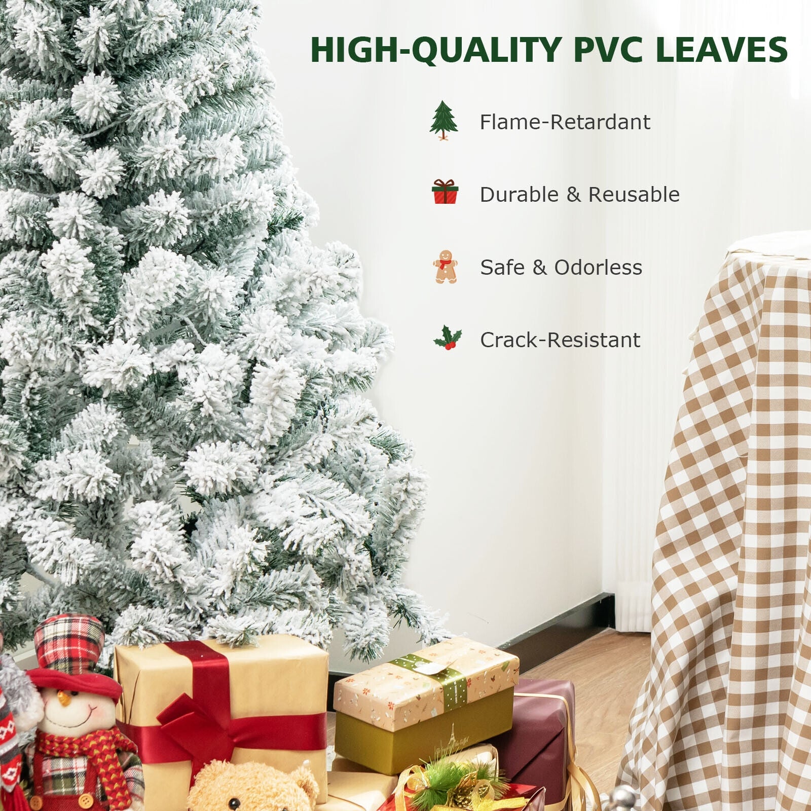 4.5 Feet Pre-Lit Snow Flocked Christmas Tree, 150 Lights, Multicolor Christmas Tree at Gallery Canada