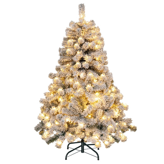 4.5 Feet Pre-Lit Snow Flocked Christmas Tree, 150 Lights, Multicolor Christmas Tree Multicolor at Gallery Canada