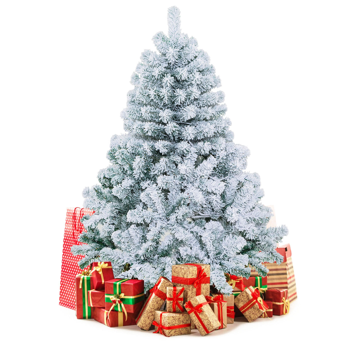 4.5 Feet Pre-Lit Snow Flocked Christmas Tree, 150 Lights, Multicolor Christmas Tree at Gallery Canada