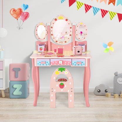 Kids Vanity Princess Makeup Dressing Table Chair Set, Pink Kids Vanities at Gallery Canada