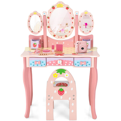Kids Vanity Princess Makeup Dressing Table Chair Set, Pink Kids Vanities at Gallery Canada