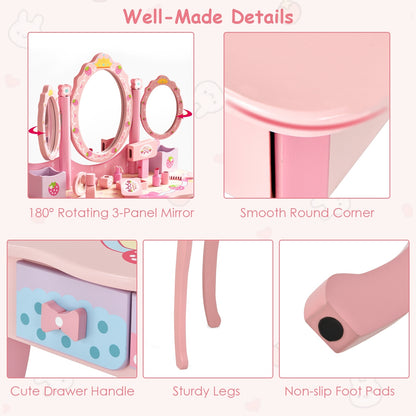 Kids Vanity Princess Makeup Dressing Table Chair Set, Pink Kids Vanities at Gallery Canada