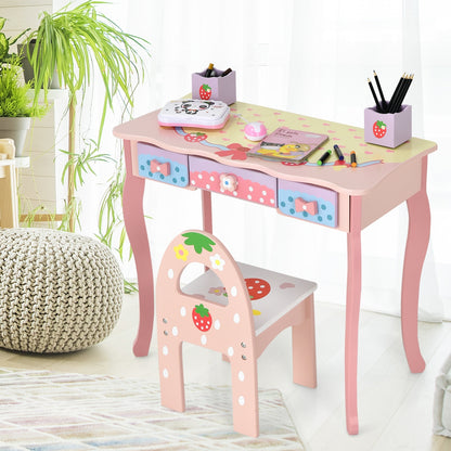 Kids Vanity Princess Makeup Dressing Table Chair Set, Pink Kids Vanities at Gallery Canada