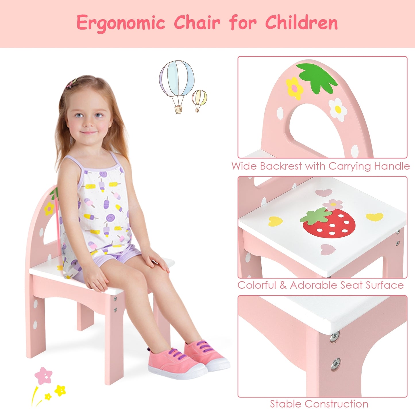 Kids Vanity Princess Makeup Dressing Table Chair Set, Pink Kids Vanities at Gallery Canada