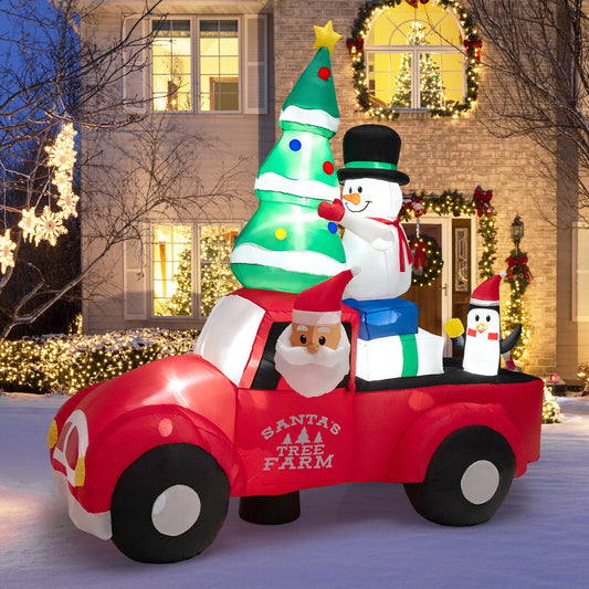 8 Feet Wide Inflatable Santa Claus Driving Car, LED, Air Blower, Multicolor Christmas Inflatables Multicolor at Gallery Canada
