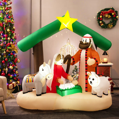 6.7 Feet Inflatable Nativity Scene, LED Lights, Multicolor Christmas Inflatables at Gallery Canada