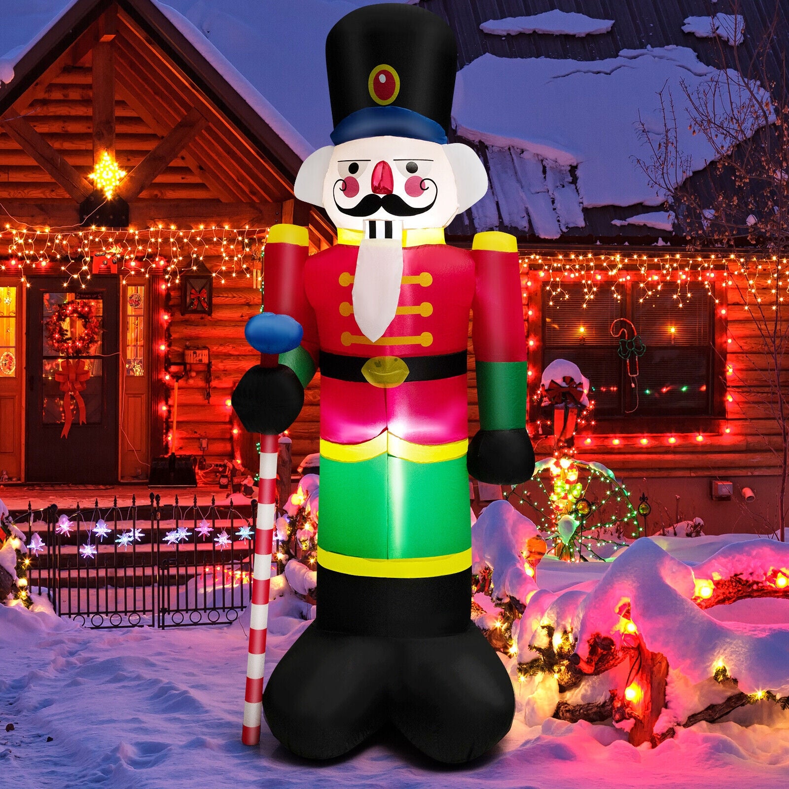 8 Feet Inflatable Nutcracker Soldier, 2 Built-in LED Lights, Multicolor Christmas Inflatables at Gallery Canada