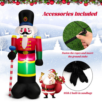 8 Feet Inflatable Nutcracker Soldier, 2 Built-in LED Lights, Multicolor Christmas Inflatables at Gallery Canada