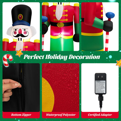 8 Feet Inflatable Nutcracker Soldier, 2 Built-in LED Lights, Multicolor Christmas Inflatables at Gallery Canada