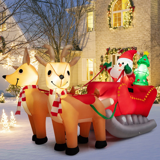 7.2 Feet Christmas Inflatable Santa Sled with LED Lights, Multicolor Christmas Inflatables Multicolor at Gallery Canada