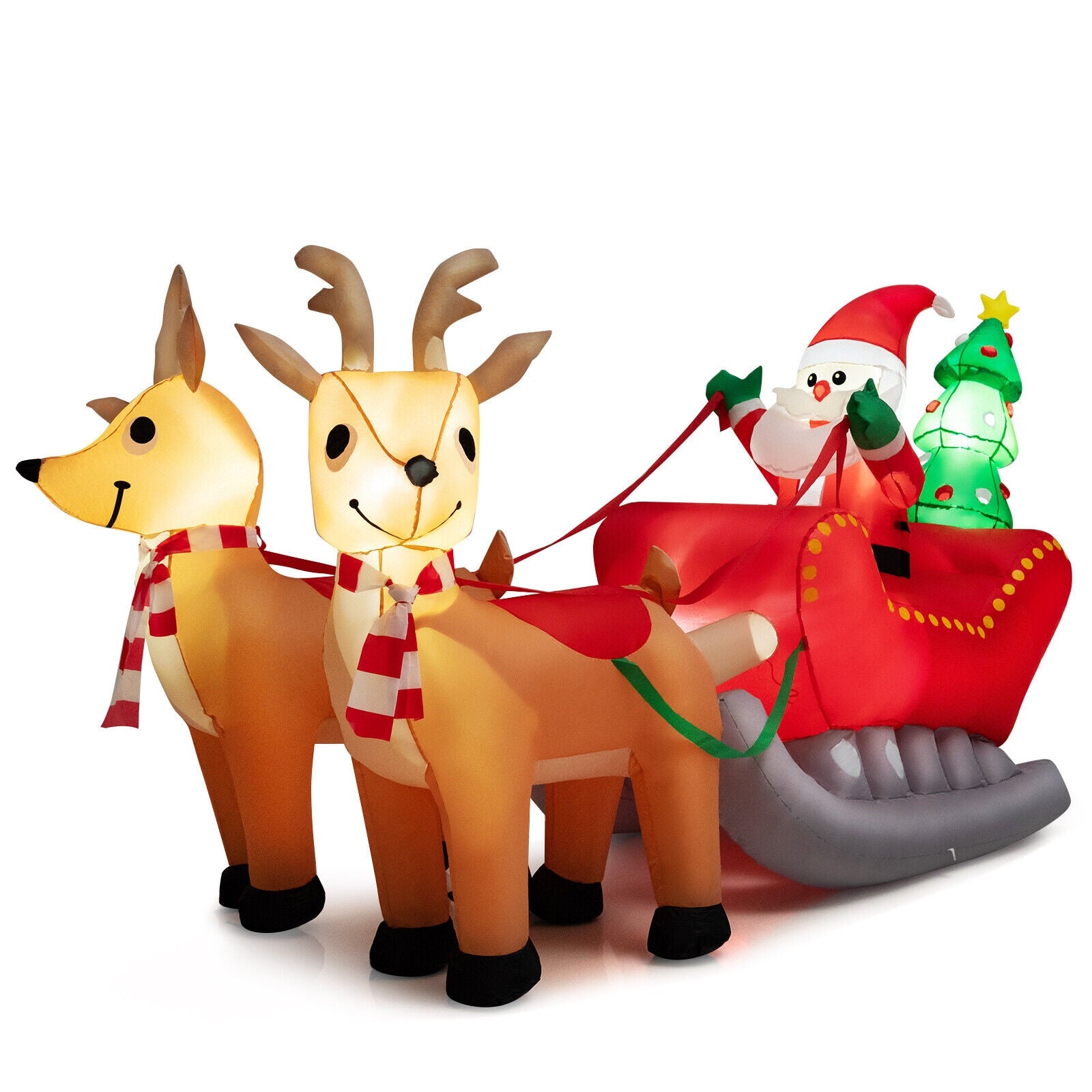7.2 Feet Christmas Inflatable Santa Sled with LED Lights, Multicolor Christmas Inflatables Multicolor at Gallery Canada