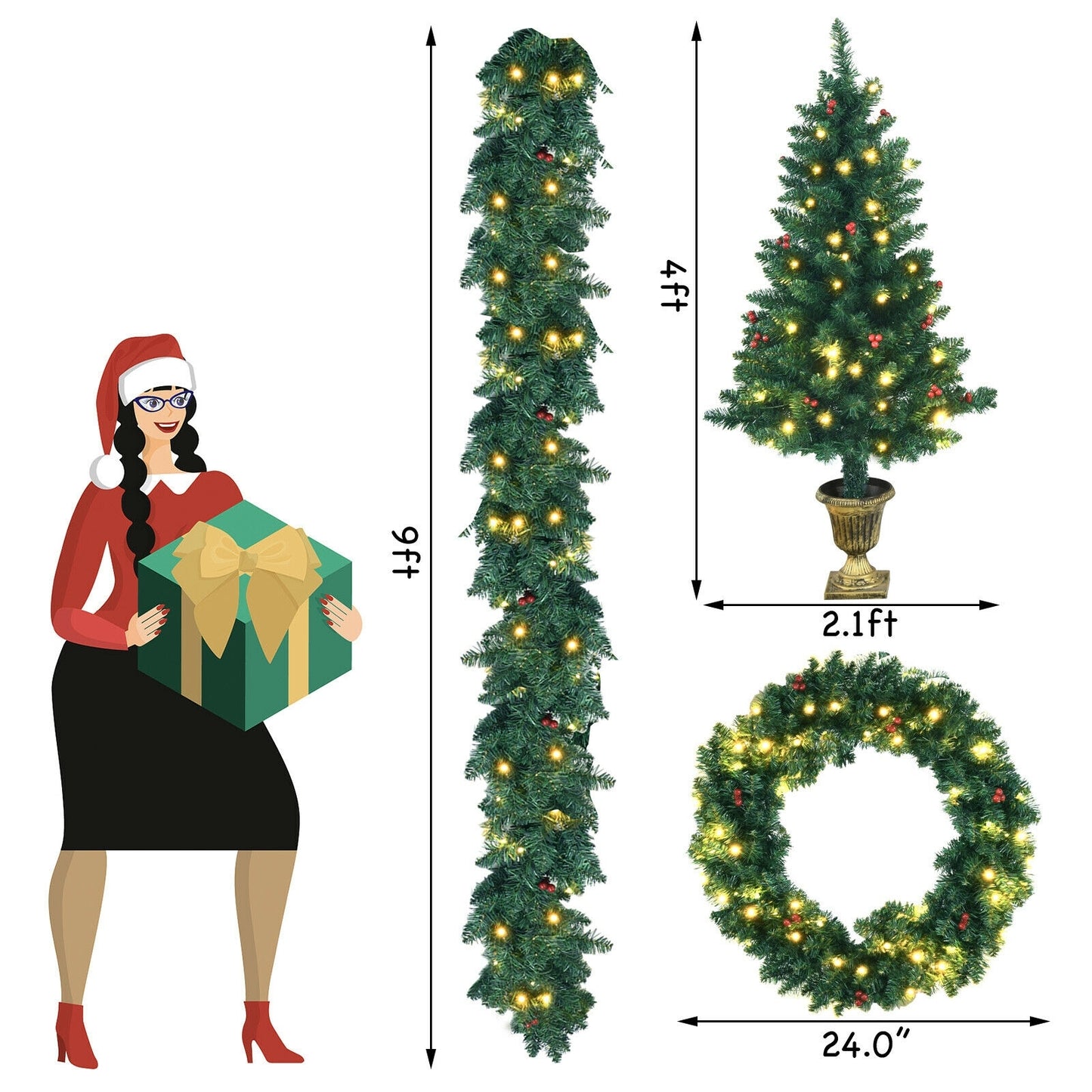Christmas Decoration Set, Garland Wreath, Entrance Trees, Green Christmas Decor & Accessories at Gallery Canada