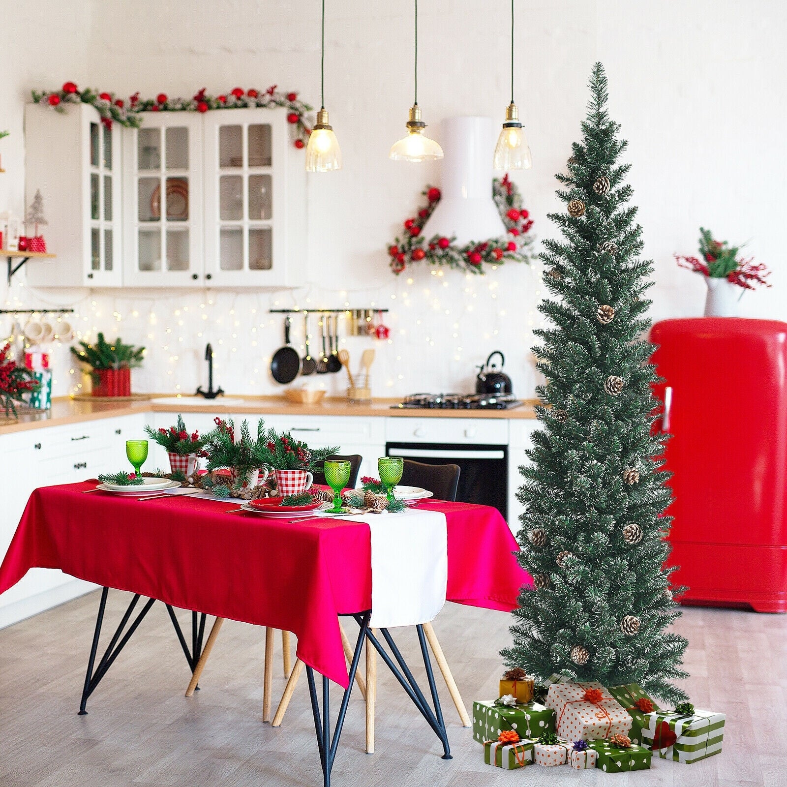 Artificial Pencil Christmas Tree, Pine Cones, 6 ft, Green Christmas Tree at Gallery Canada