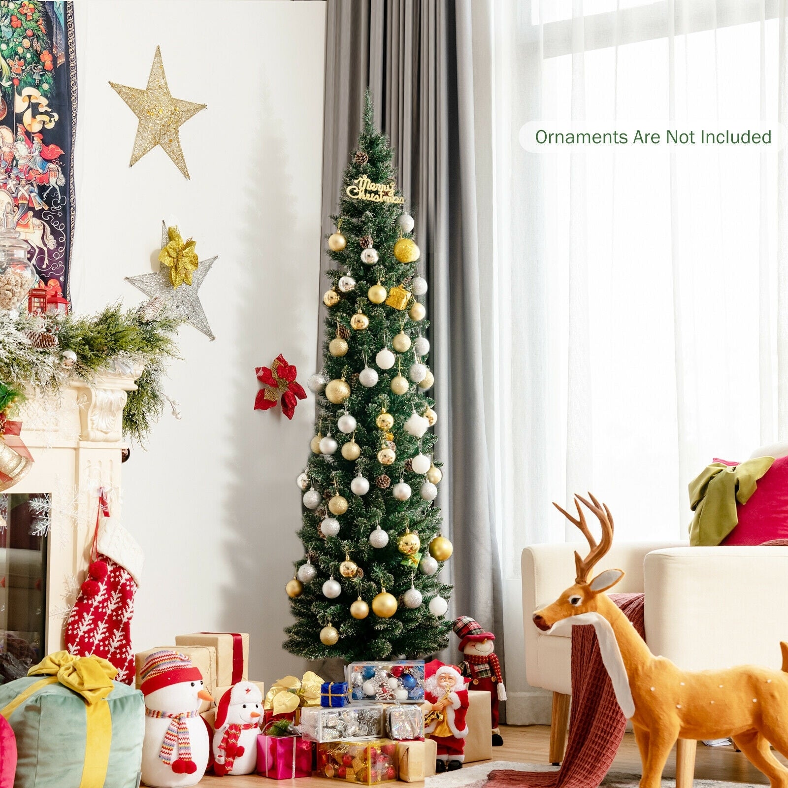 Artificial Pencil Christmas Tree, Pine Cones, 6 ft, Green Christmas Tree at Gallery Canada