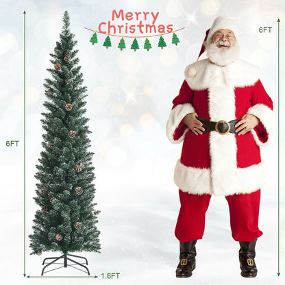 Artificial Pencil Christmas Tree, Pine Cones, 6 ft, Green Christmas Tree at Gallery Canada