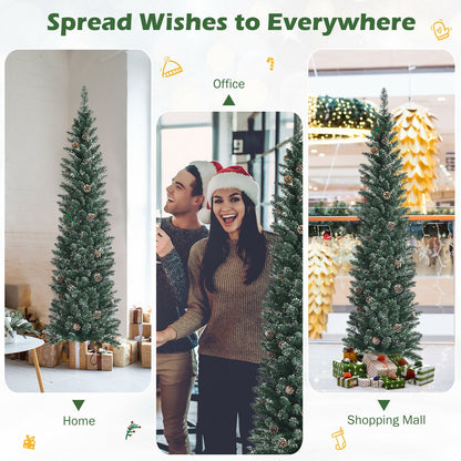 Artificial Pencil Christmas Tree, Pine Cones, 6 ft, Green Christmas Tree at Gallery Canada