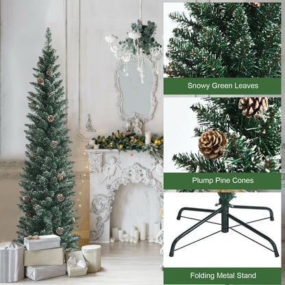 Artificial Pencil Christmas Tree, Pine Cones, 6 ft, Green Christmas Tree at Gallery Canada