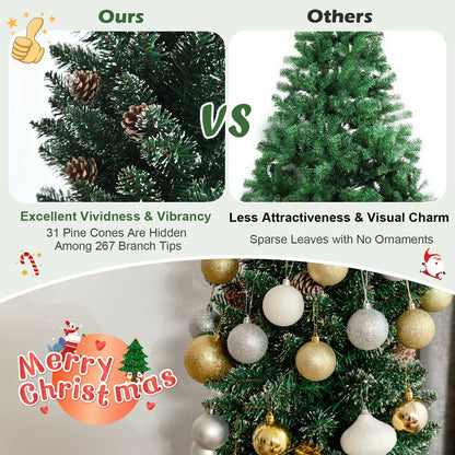 Artificial Pencil Christmas Tree, Pine Cones, 6 ft, Green Christmas Tree at Gallery Canada