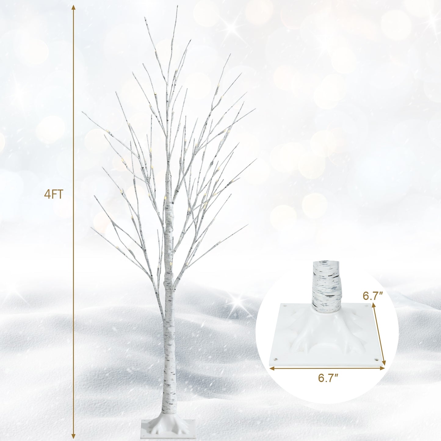 Pre-Lit Twig Birch Christmas Tree, 4 ft, White Christmas Tree at Gallery Canada