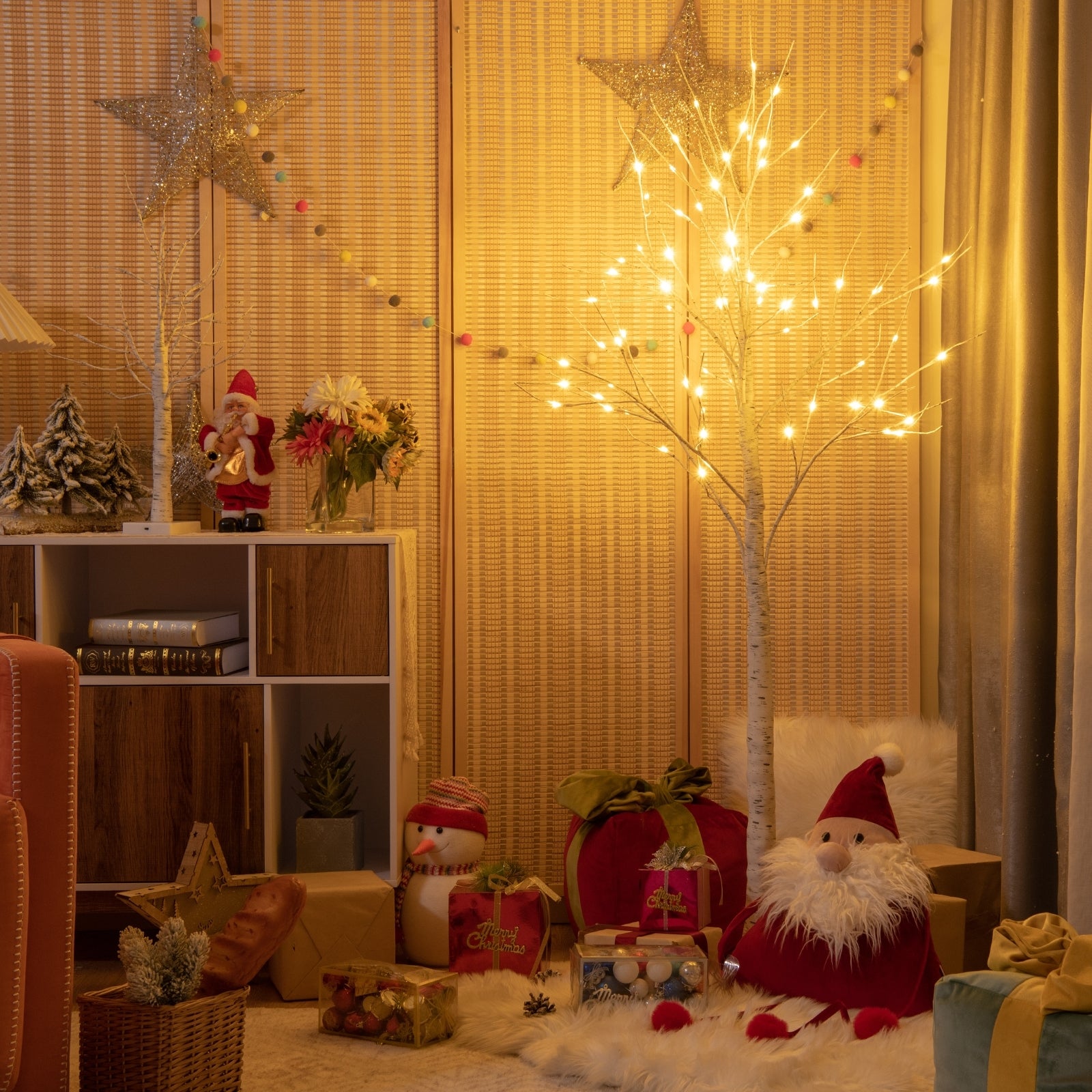 5 Feet Pre-Lit Twig Birch Tree, 72 LED Lights, White Christmas Tree at Gallery Canada