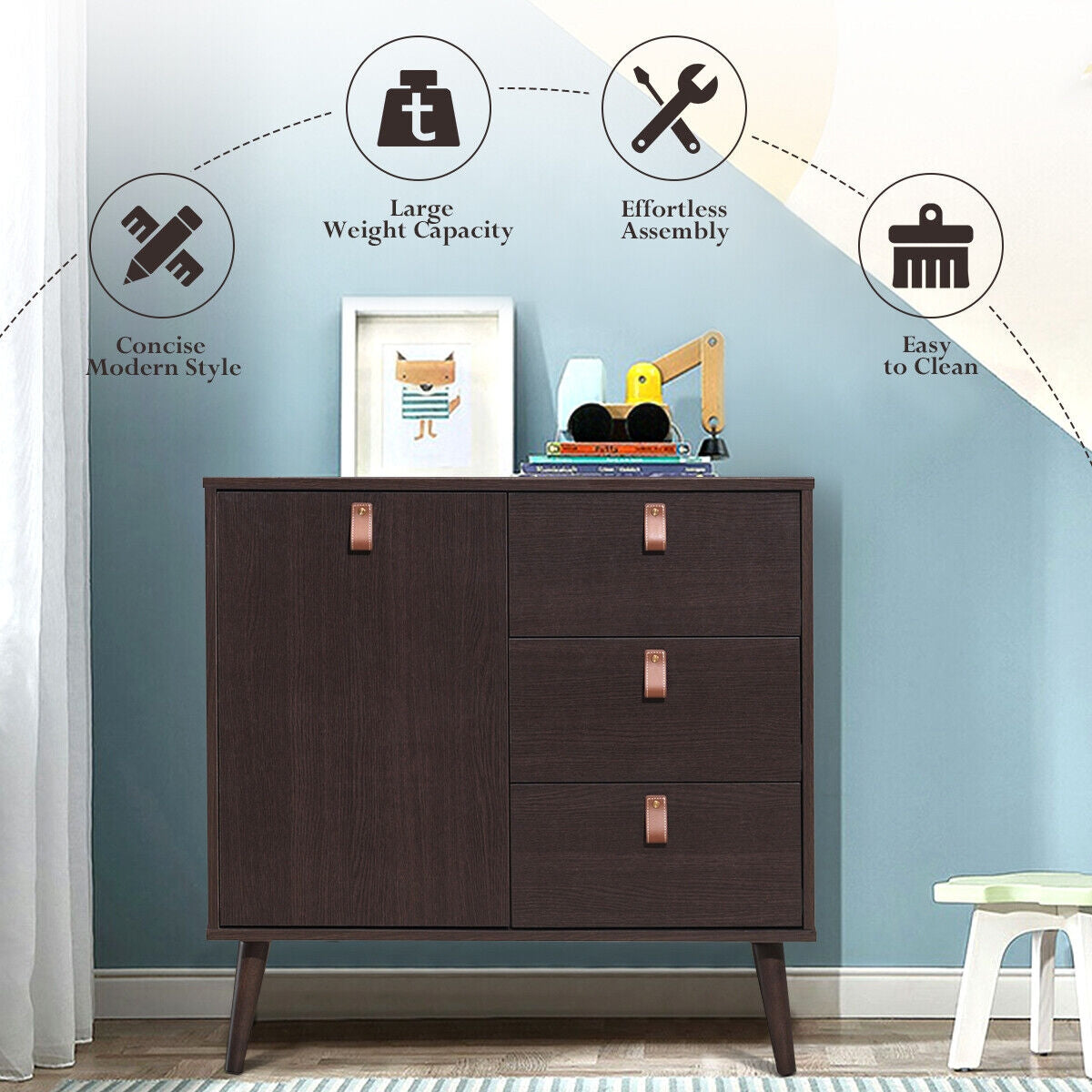 3-Drawer Sideboard Storage Cabinet, Brown Dressers & Chests at Gallery Canada