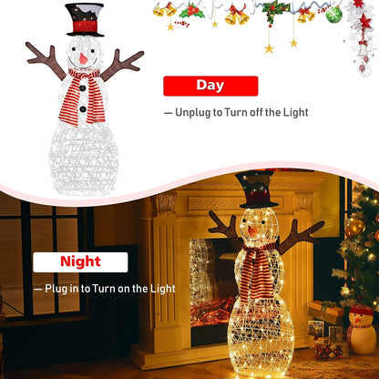 Christmas Lighted Snowman Decorations, Pre-Lit 80 Lights, Golden Christmas Decor & Accessories at Gallery Canada