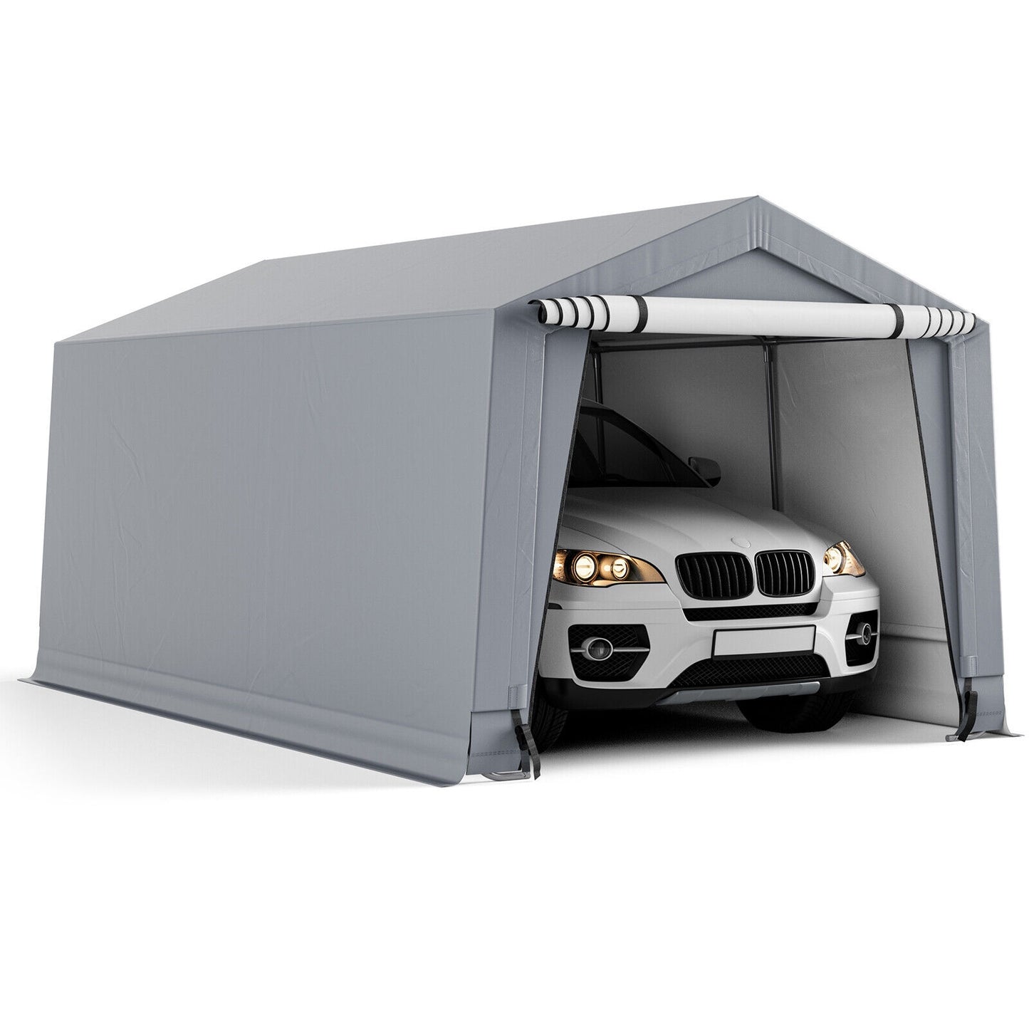10 x 16 Feet Heavy-Duty Outdoor Carport, 2 Doors, Gray Carports at Gallery Canada