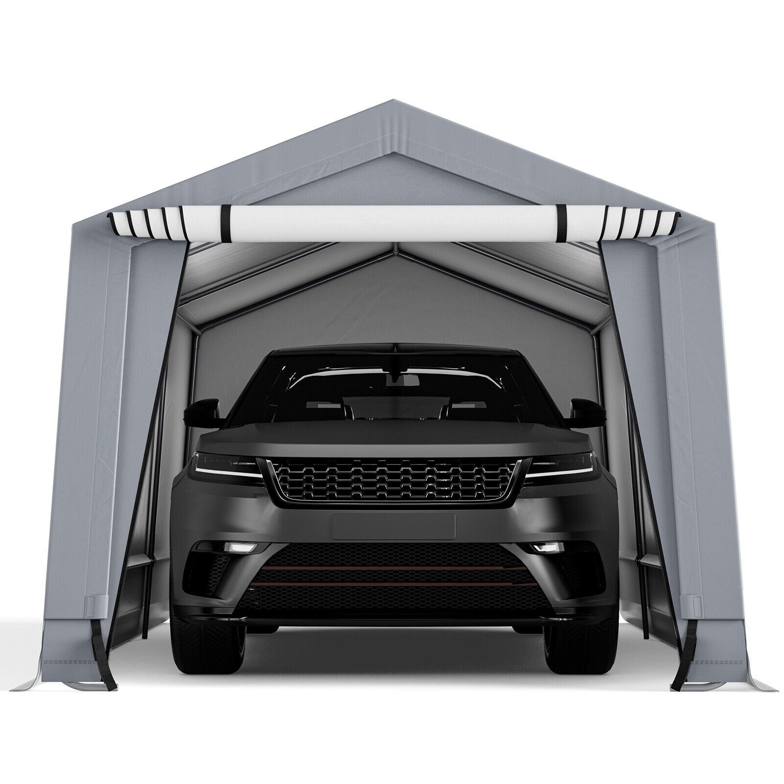 10 x 16 Feet Heavy-Duty Outdoor Carport, 2 Doors, Gray Carports at Gallery Canada