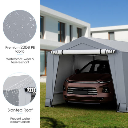 10 x 20 Ft Heavy Duty Outdoor Carport, 2 Doors, Gray Carports at Gallery Canada