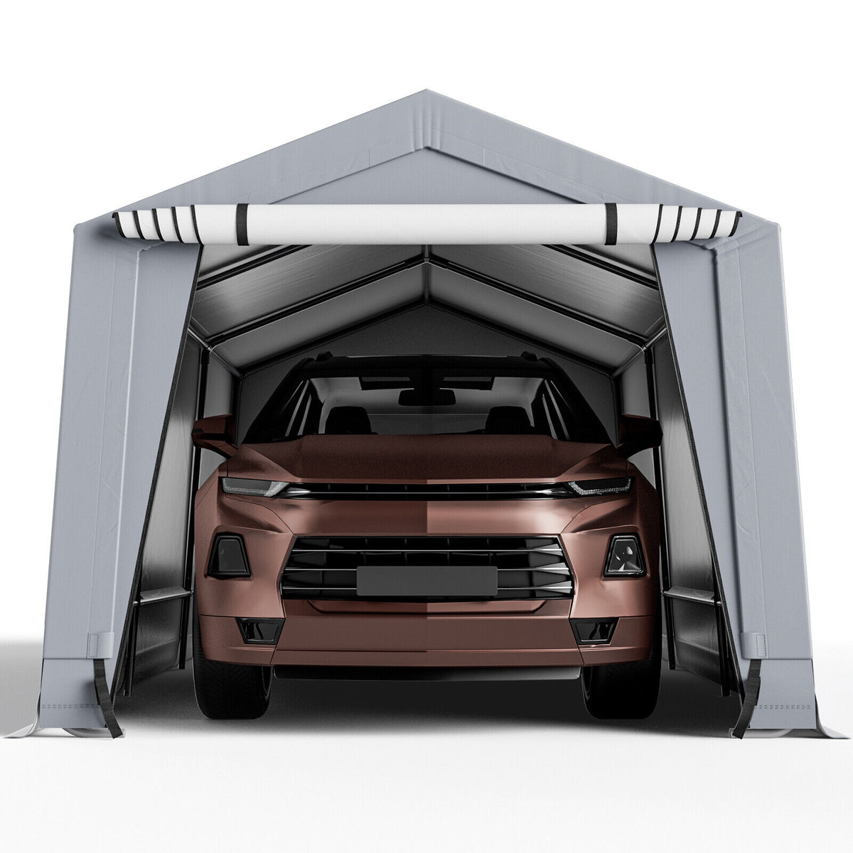 10 x 20 Ft Heavy Duty Outdoor Carport, 2 Doors, Gray Carports at Gallery Canada