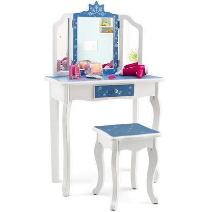Princess Vanity Table And Chair Set, Tri-Folding Mirror, Blue Kids Vanities at Gallery Canada