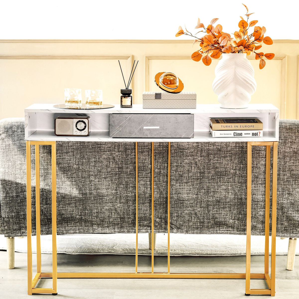 Narrow Long Sofa Table, White Console Tables at Gallery Canada