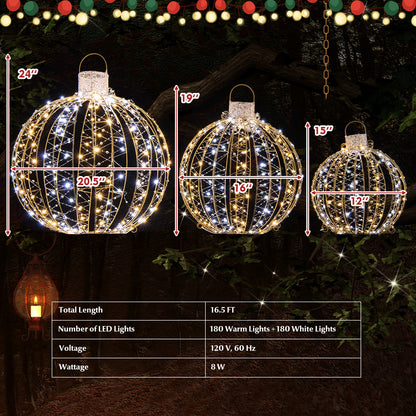 Christmas LED Light Balls, 3 Pack, Golden Christmas Decor & Accessories at Gallery Canada