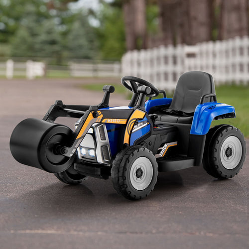 12V Kids Ride On Road Roller, 2.4G Remote Control, Blue