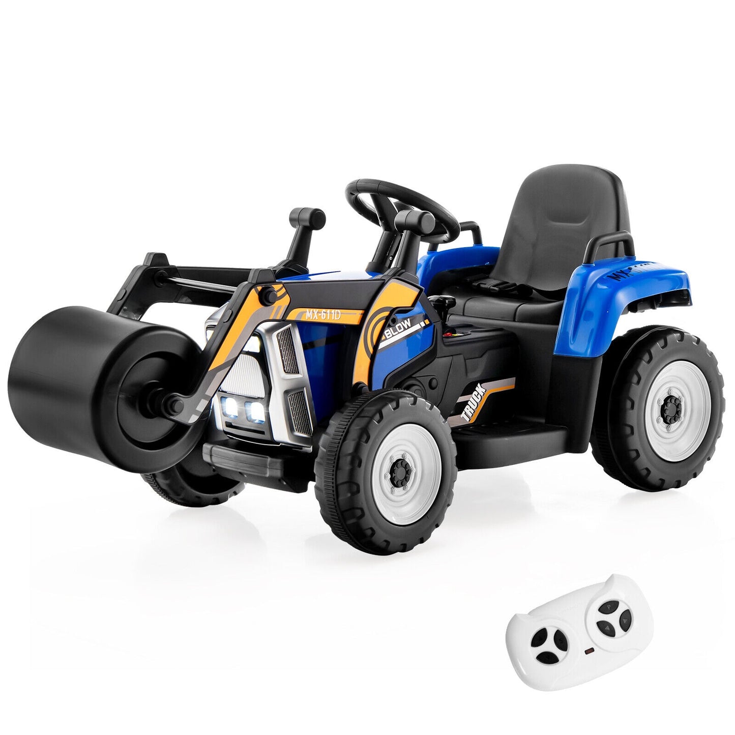 12V Kids Ride On Road Roller, 2.4G Remote Control, Blue Powered Ride On Toys at Gallery Canada