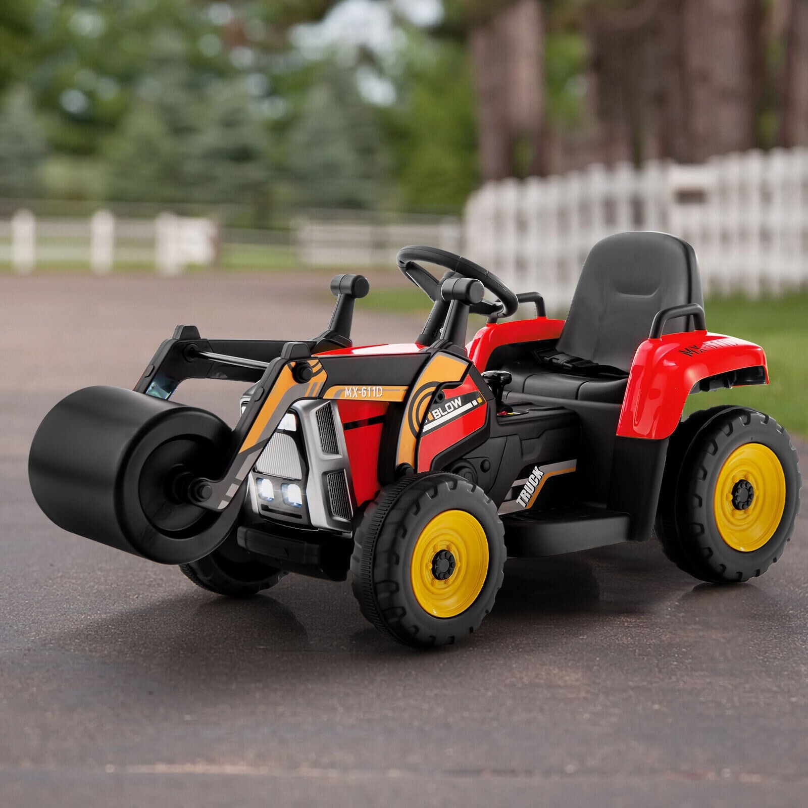 12V Kids Ride On Road Roller, 2.4G Remote Control, Red Powered Ride On Toys at Gallery Canada