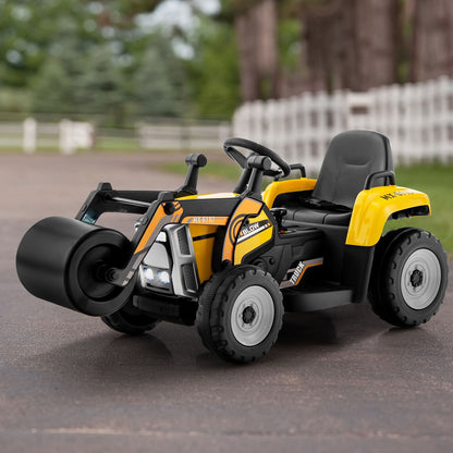 12V Kids Ride On Road Roller, 2.4G Remote Control, Yellow Powered Ride On Toys at Gallery Canada
