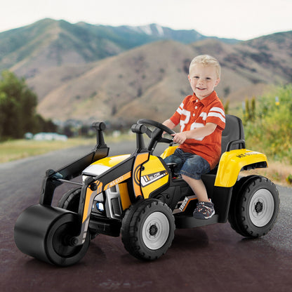12V Kids Ride On Road Roller, 2.4G Remote Control, Yellow Powered Ride On Toys at Gallery Canada