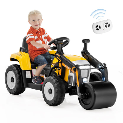 12V Kids Ride On Road Roller, 2.4G Remote Control, Yellow Powered Ride On Toys at Gallery Canada