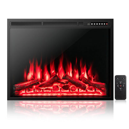 34/37 Inch Electric Fireplace, Recessed, Adjustable Flames, Black Fireplaces at Gallery Canada