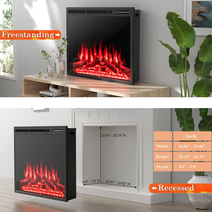 34/37 Inch Electric Fireplace, Recessed, Adjustable Flames, Black Fireplaces at Gallery Canada