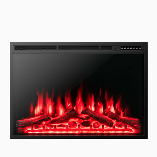 34/37 Inch Electric Fireplace, Adjustable Flames, Black