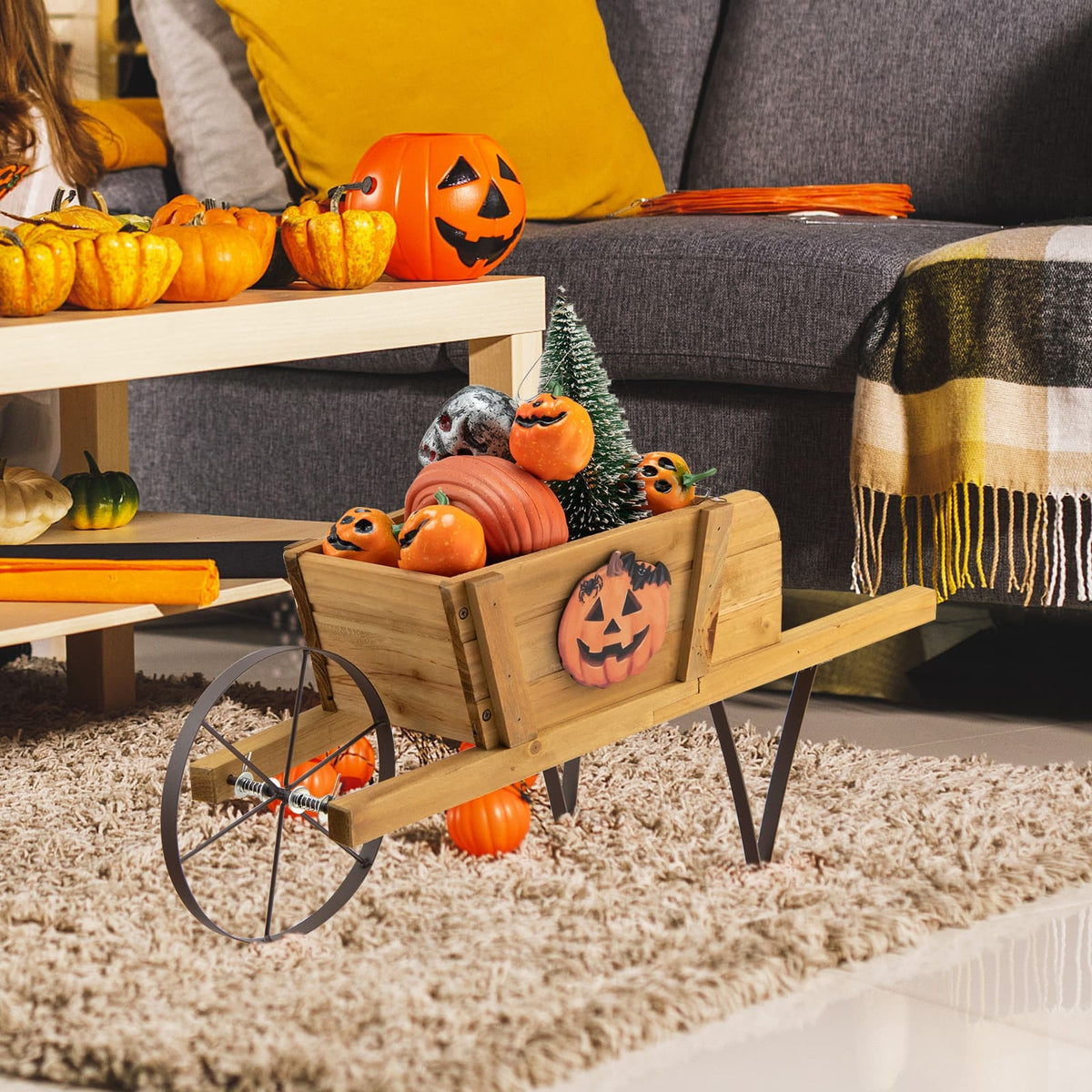 Wooden Wagon Planter, 9 Magnetic Accessories, Walnut Plant Stands at Gallery Canada