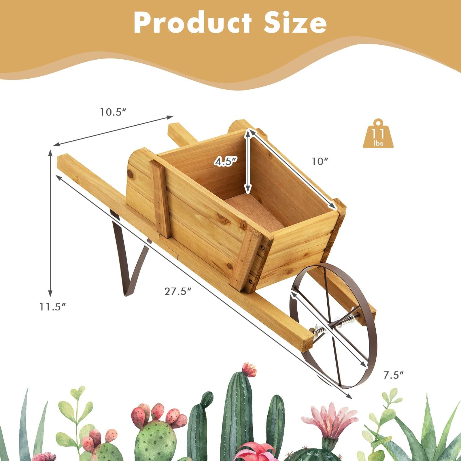 Wooden Wagon Planter, 9 Magnetic Accessories, Walnut Plant Stands at Gallery Canada