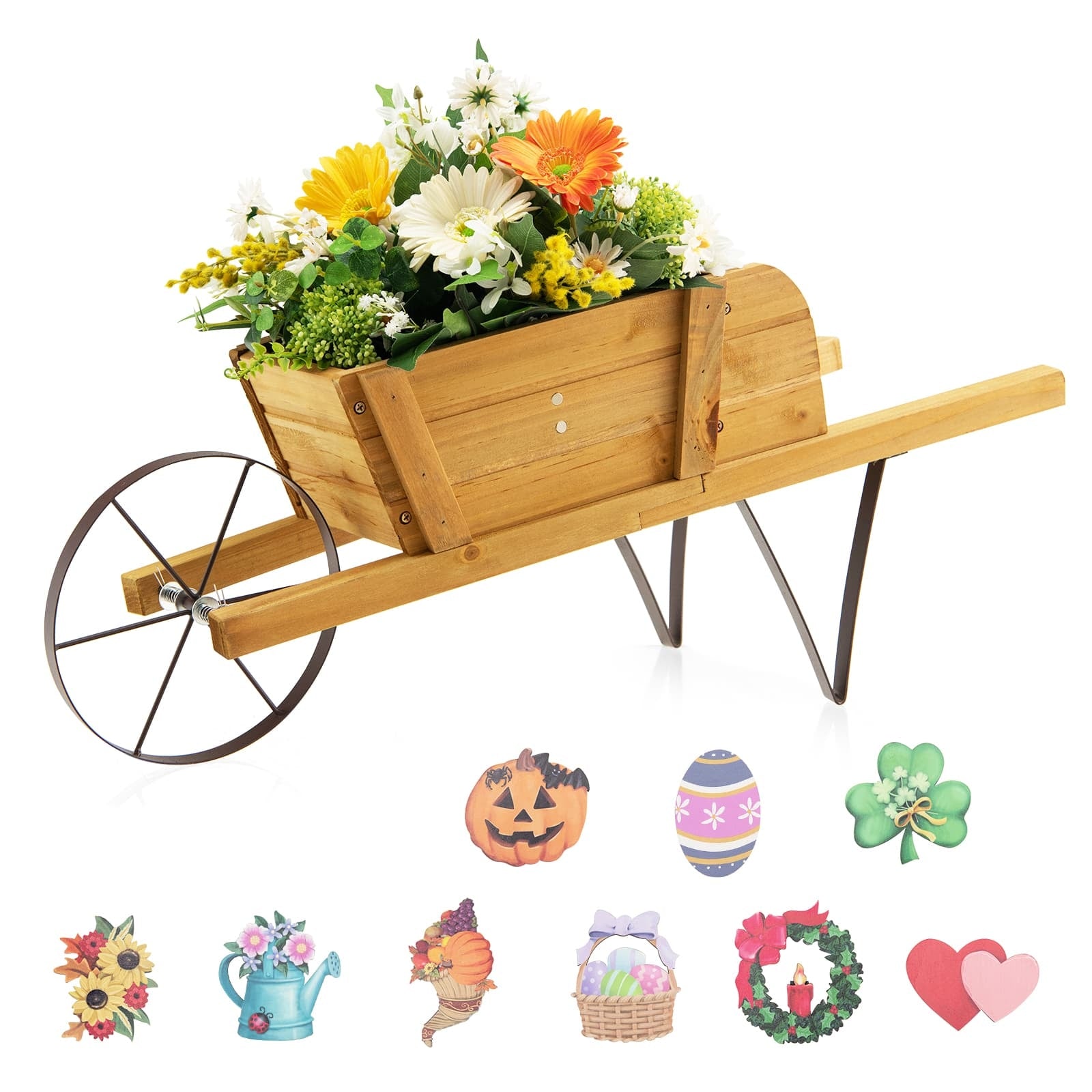 Wooden Wagon Planter, 9 Magnetic Accessories, Walnut Plant Stands at Gallery Canada