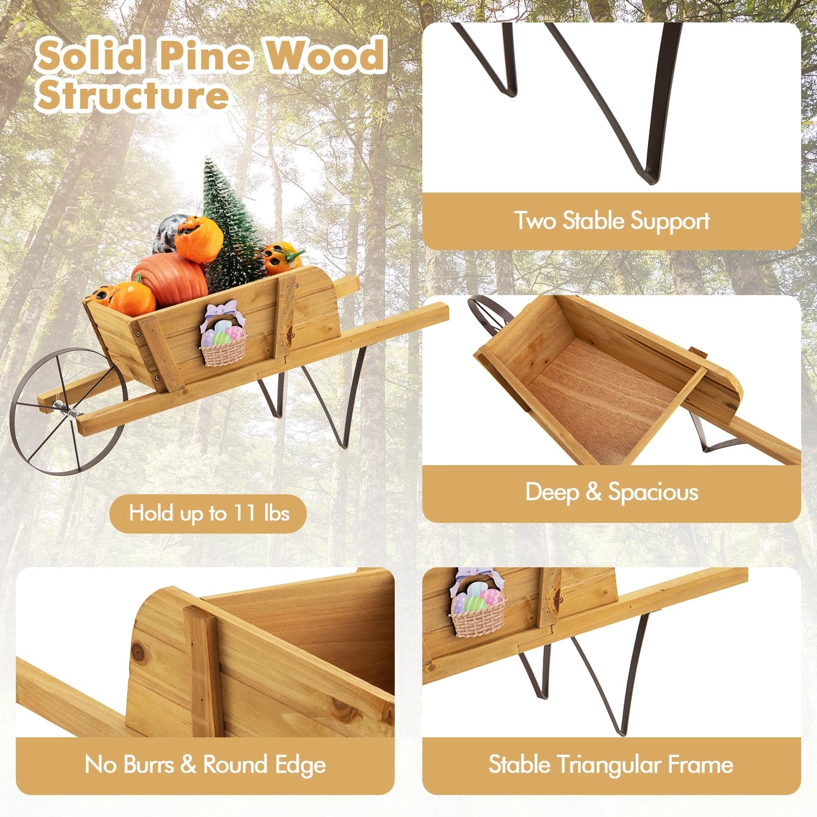 Wooden Wagon Planter, 9 Magnetic Accessories, Walnut Plant Stands at Gallery Canada